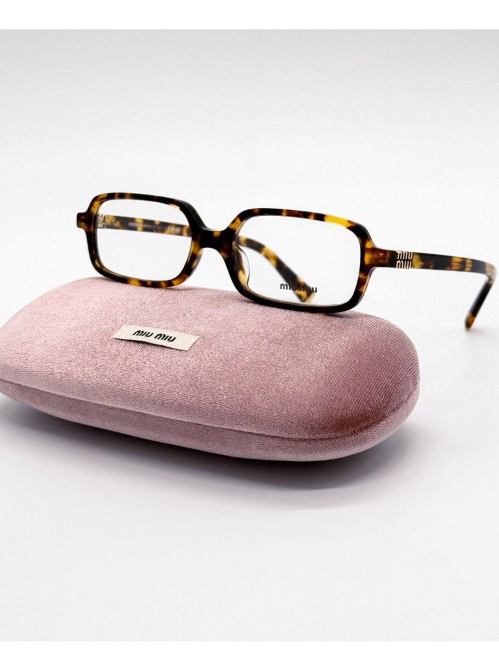 New Miu Miu MU01YV 14L1O1 Havana Square Women Eyeglasses VMU 01Y Authentic